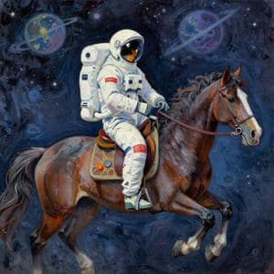 Astronaut Riding Horse in Space - AI image template preview