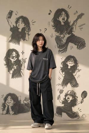 Trendy Clothing with Doodle Shadow - AI image template preview