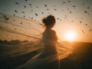 Dreamy Golden Hour Silhouette - AI image template preview