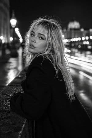 Monochrome Fashion Editorial Portrait - AI image template preview