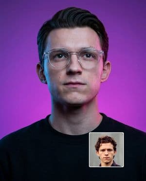 Magenta and Cyan Rim-Lit Studio Portrait - AI image template preview