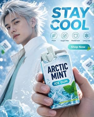 Arctic Mint Gum Commercial Photography - AI image template preview