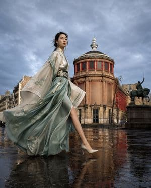 East Asian Haute Couture Qipao Model - AI image template preview