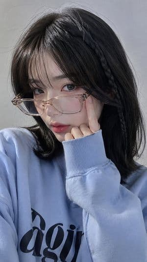 Clear Glasses Smartphone Selfie Portrait - AI image template preview