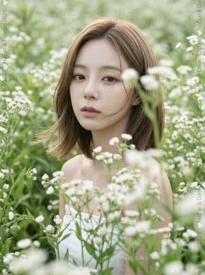 Soft Wildflower Portrait - AI image template preview