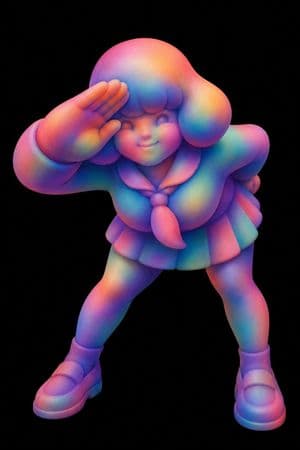 Rainbow Chibi Schoolgirl Figurine - AI image template preview