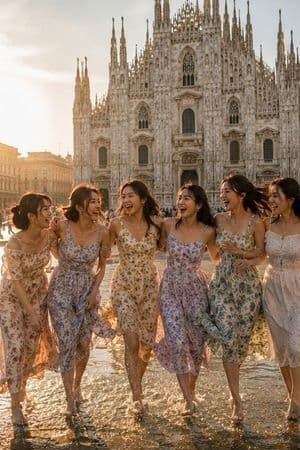 Candid Summer Group Portrait in Milan - AI image template preview
