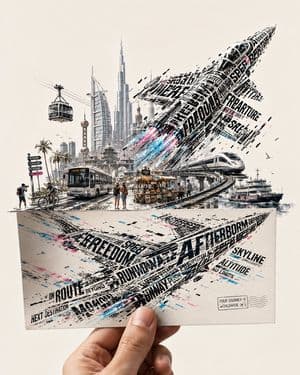 Futuristic Vehicle Postcard Layout - AI image template preview