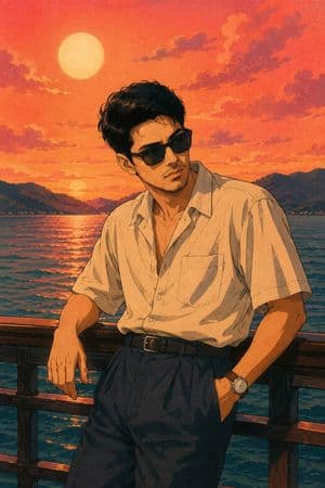 Retro 80s City Pop Anime Illustration preview