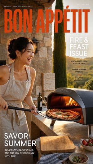 Outdoor Pizza Lifestyle Magazine Cover - AI image template preview