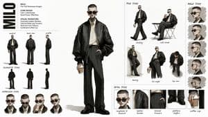 High Fashion Character Concept Sheet - AI image template preview