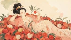 Tang Noblewoman in Lychee Watercolor - AI image template preview