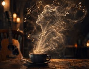 Cinematic Coffee Smoke Figure Art - AI image template preview