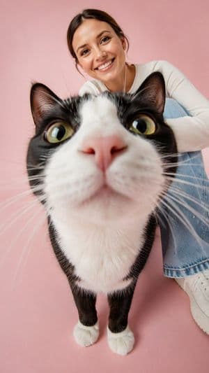 Extreme Wide Angle Cat Perspective - AI image template preview