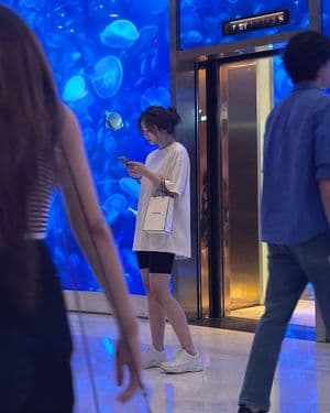 Candid Luxury Mall Aquarium Portrait - AI image template preview