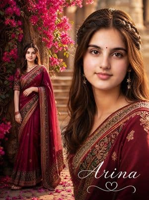 Romantic Saree Portrait Poster - AI image template preview