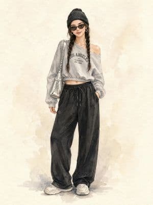 Watercolor Street Fashion Portrait - AI image template preview