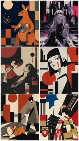 Six-Panel Retro Japanese Poster Collage preview