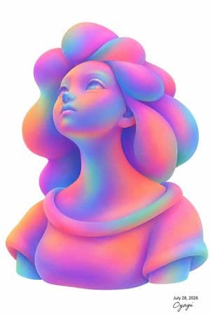 Iridescent Bubble-Hair Bust Portrait - AI image template preview