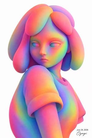 Rainbow Vinyl Anime Girl Portrait preview