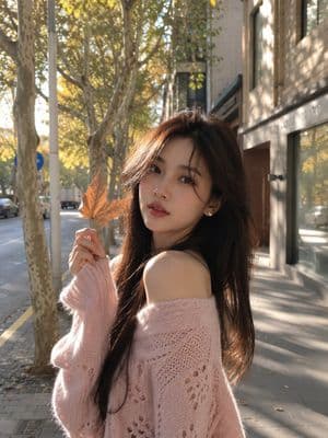 Autumn City Street Portrait - AI image template preview