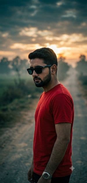 Moody Foggy Countryside Portrait - AI image template preview