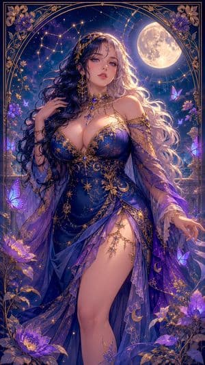 Celestial Art Nouveau Fantasy Portrait - AI image template preview