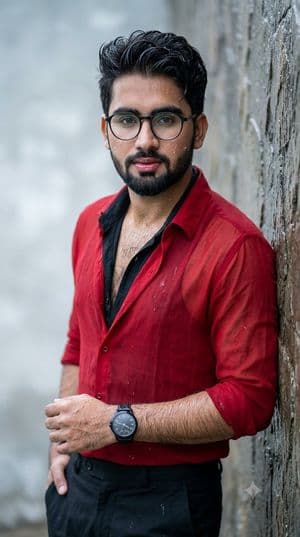 Wet-Look Realistic Male Portrait - AI image template preview