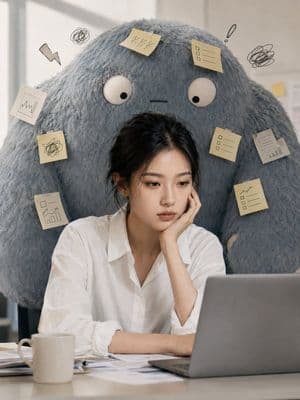 Workplace Anxiety Emotion Monster Portrait - AI image template preview