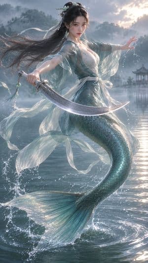 Oriental Mythical Fish Spirit - AI image template preview