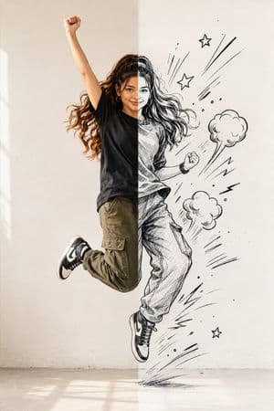 Half Photo Half Manga Jump Portrait preview
