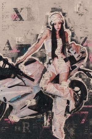 Archive Glitch Motorcycle Fashion Poster - AI image template preview