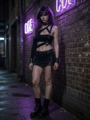 Goth Punk Neon Alley Portrait - AI image template preview