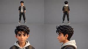Boy in Pajamas 3D Character Sheet preview