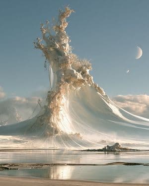 Surreal White Veil Mountain Landscape preview