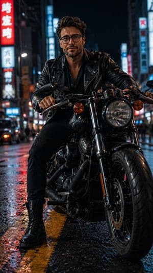 Biker in Tokyo Nightscape preview