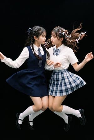 Floating Schoolgirl in Dark preview