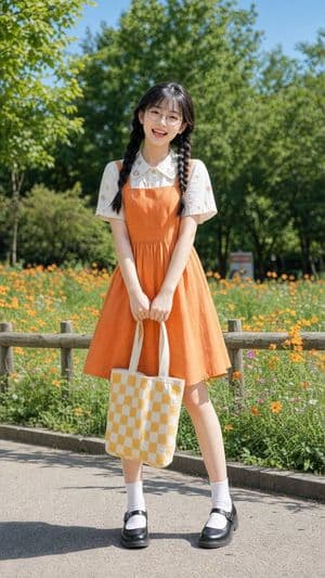 Cheerful Spring Park Pinafore Girl preview