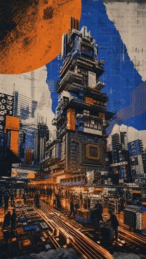 Circuit Board City Landmark Poster preview