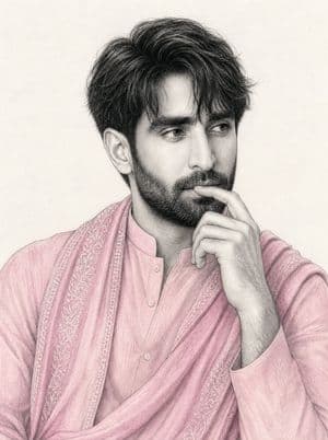 South Asian Man Graphite Drawing preview