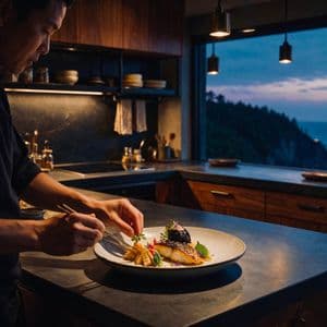 Cinematic Chef Plating at Dusk preview