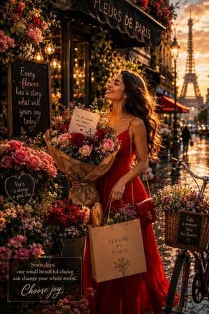 Cinematic Parisian Flower Shop Portrait preview
