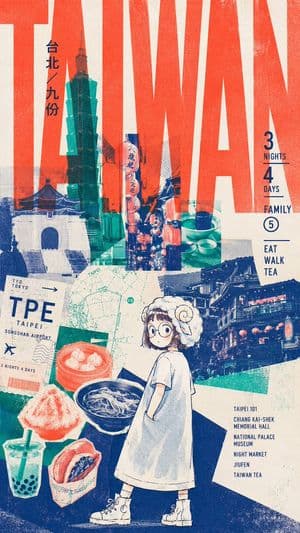 Retro Taiwan Travel Collage Poster preview