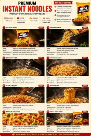 Premium Instant Noodles Ad Storyboard preview