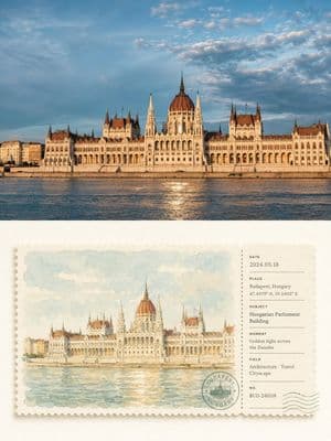Watercolor Postcard Ticket Style Poster preview