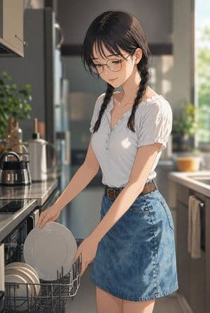 Anime Woman Loading Dishwasher preview