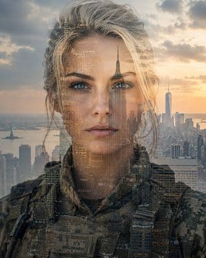 Double Exposure Soldier in Manhattan preview