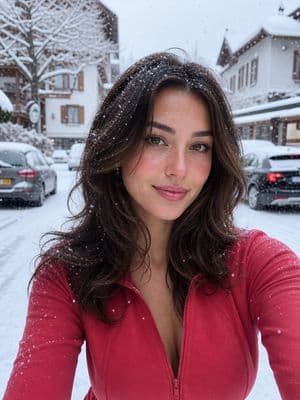 Cozy Winter European Street Selfie preview
