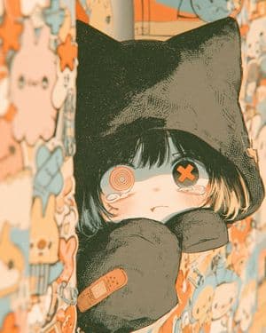 Gothic Kawaii Cat-Girl Curtain Peek preview