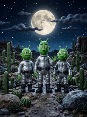Claymation Aliens Desert Landscape preview